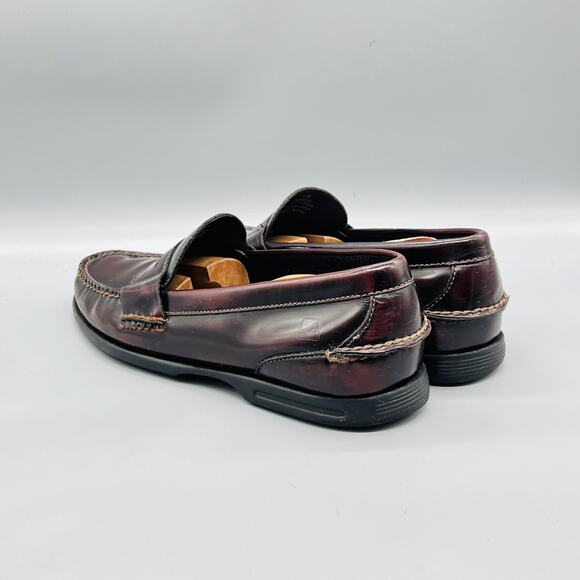Sperry Shoes Men 11 Brown Leather Top Sider Slip On Penny Loafers Casual Comfort main image 7